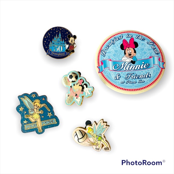 Disneyland Pin Bundle Tinker Bell Minnie Mouse 50th Anniversary pins and Lanyard - Picture 5 of 10